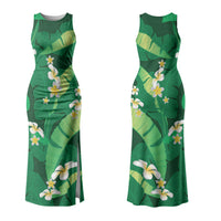 Green Banana Leaf Hawaii Family Matching Tank Maxi Dress and Hawaiian Shirt Lau Maia Plumeria Tropical Summer Vibes