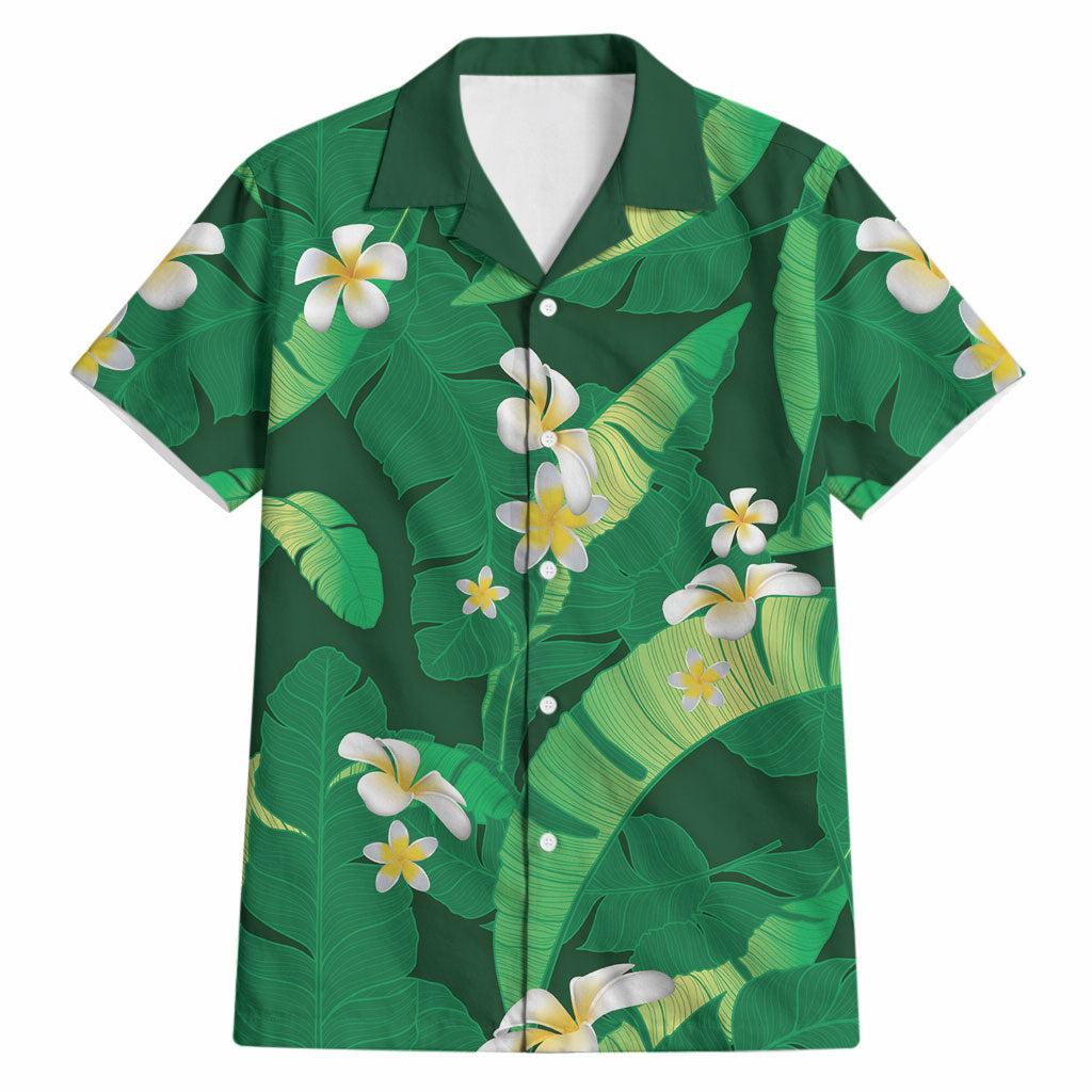 Green Banana Leaf Hawaii Hawaiian Shirt Lau Maia Plumeria Tropical Summer Vibes