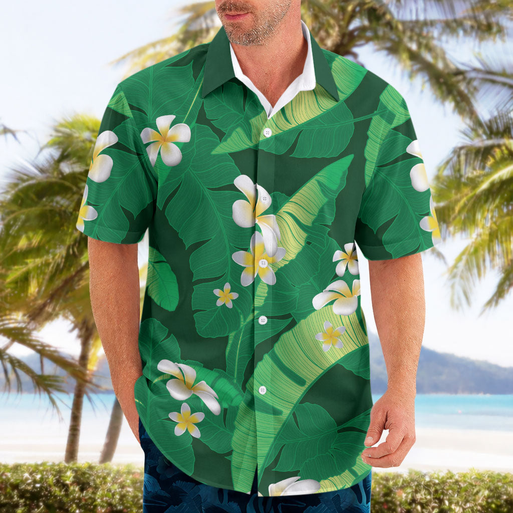 Green Banana Leaf Hawaii Hawaiian Shirt Lau Maia Plumeria Tropical Summer Vibes