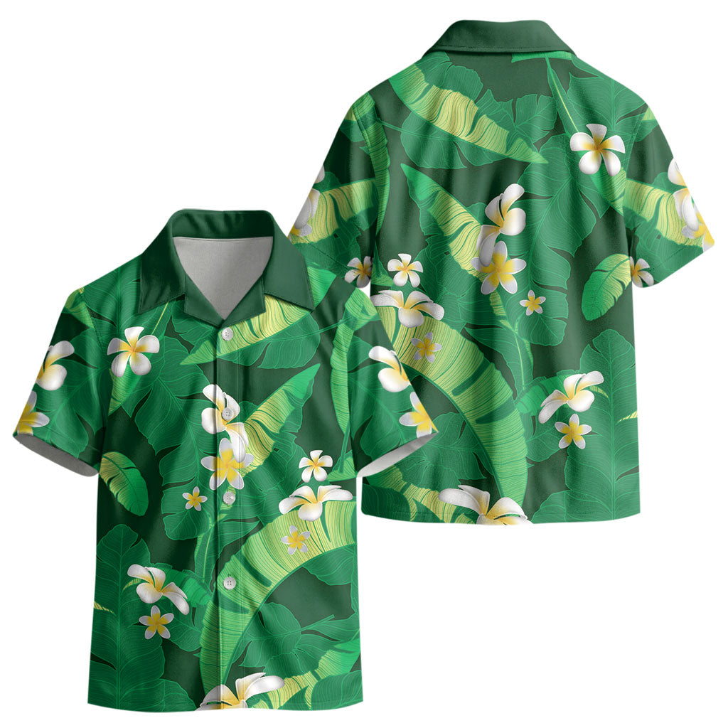 Green Banana Leaf Hawaii Kid Hawaiian Shirt Lau Maia Plumeria Tropical Summer Vibes