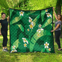 Green Banana Leaf Hawaii Quilt Lau Maia Plumeria Tropical Summer Vibes