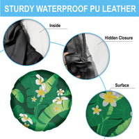 Green Banana Leaf Hawaii Spare Tire Cover Lau Maia Plumeria Tropical Summer Vibes