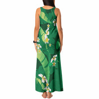 Green Banana Leaf Hawaii Tank Maxi Dress Lau Maia Plumeria Tropical Summer Vibes