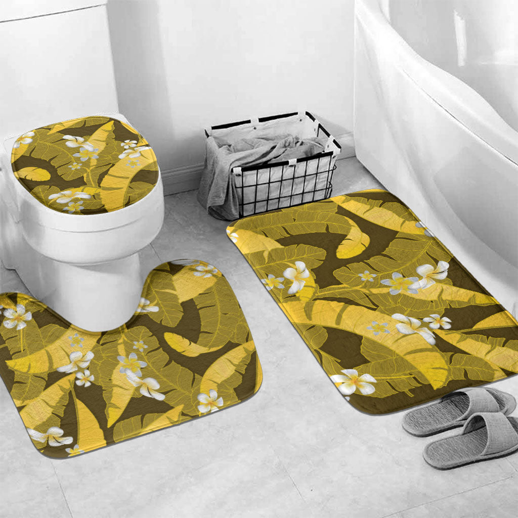 Yellow Banana Leaf Hawaii Bathroom Set Lau Maia Plumeria Tropical Summer Vibes