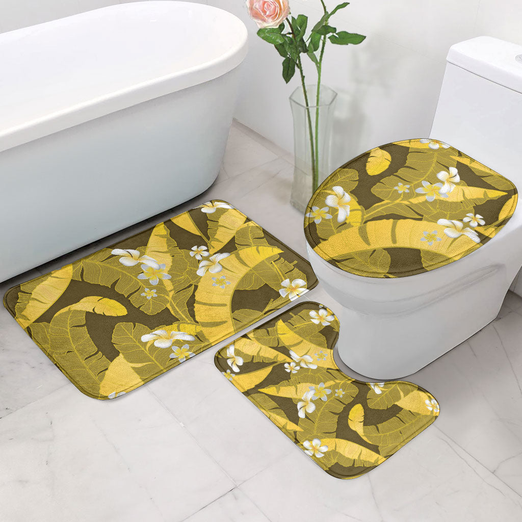 Yellow Banana Leaf Hawaii Bathroom Set Lau Maia Plumeria Tropical Summer Vibes