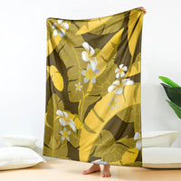 Yellow Banana Leaf Hawaii Blanket Lau Maia Plumeria Tropical Summer Vibes