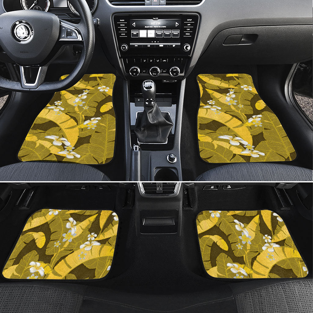 Yellow Banana Leaf Hawaii Car Mats Lau Maia Plumeria Tropical Summer Vibes