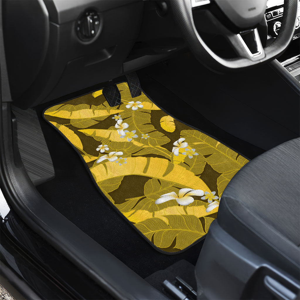 Yellow Banana Leaf Hawaii Car Mats Lau Maia Plumeria Tropical Summer Vibes