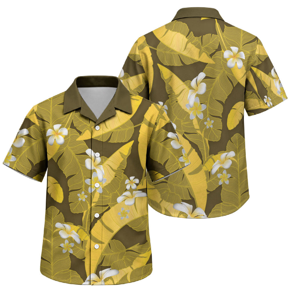 Yellow Banana Leaf Hawaii Family Matching Mermaid Dress and Hawaiian Shirt Lau Maia Plumeria Tropical Summer Vibes LT14 Son's Shirt Yellow - Polynesian Pride