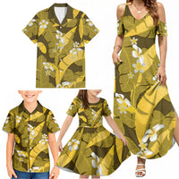 Yellow Banana Leaf Hawaii Family Matching Summer Maxi Dress and Hawaiian Shirt Lau Maia Plumeria Tropical Summer Vibes