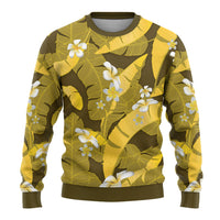 Yellow Banana Leaf Hawaii Ugly Christmas Sweater Lau Maia Plumeria Tropical Summer Vibes LT14 - Polynesian Pride
