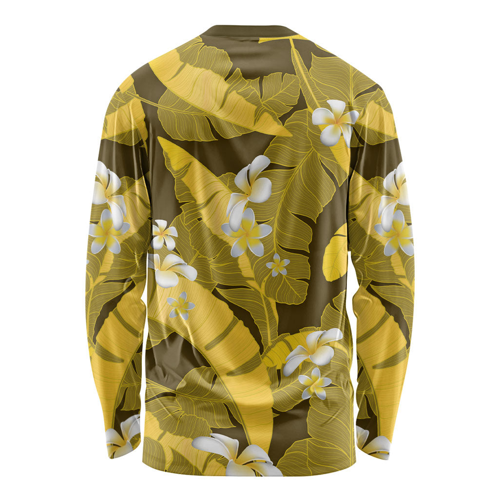 Yellow Banana Leaf Hawaii Long Sleeve Shirt Lau Maia Plumeria Tropical Summer Vibes