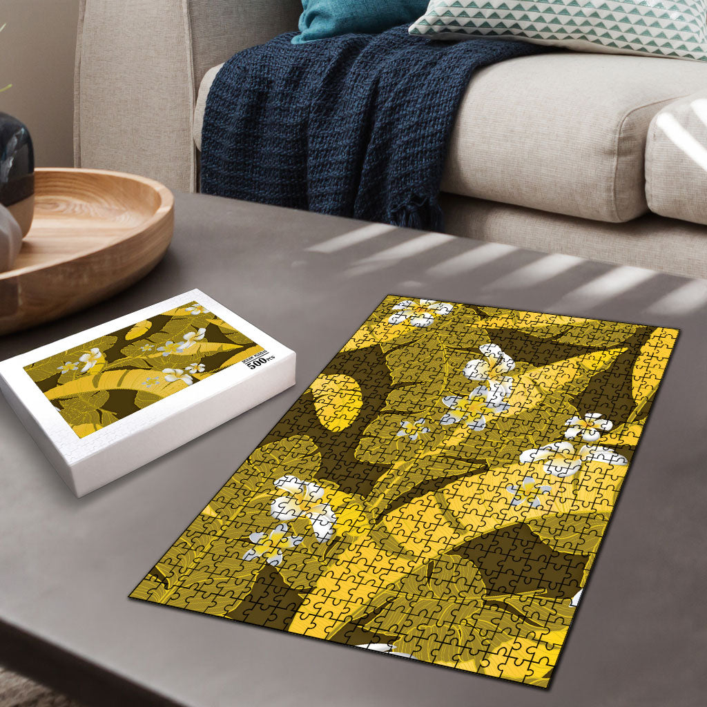 Yellow Banana Leaf Hawaii Puzzle Lau Maia Plumeria Tropical Summer Vibes