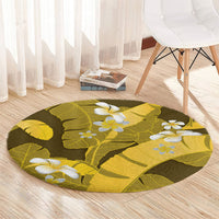 Yellow Banana Leaf Hawaii Round Carpet Lau Maia Plumeria Tropical Summer Vibes LT14 - Polynesian Pride