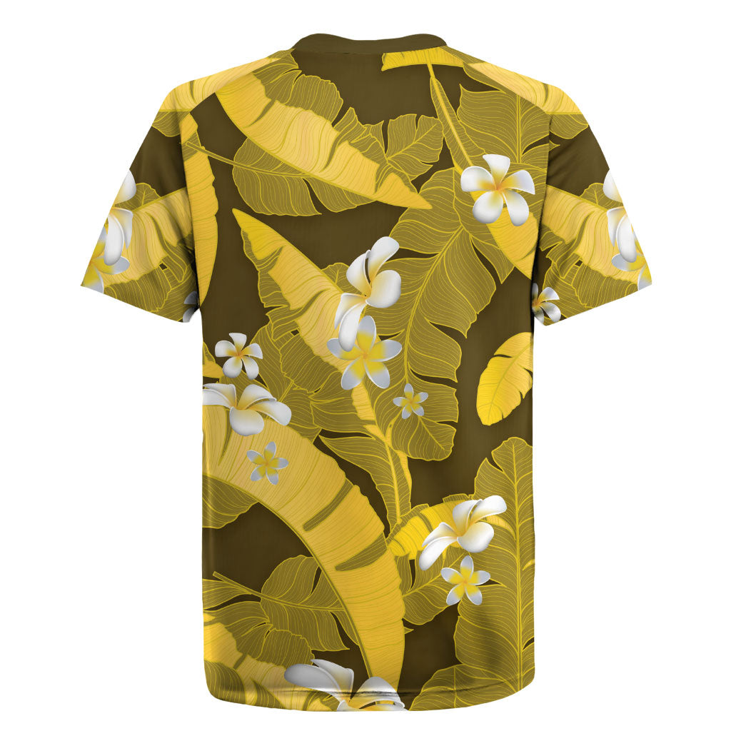 Yellow Banana Leaf Hawaii Rugby Jersey Lau Maia Plumeria Tropical Summer Vibes
