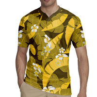 Yellow Banana Leaf Hawaii Rugby Jersey Lau Maia Plumeria Tropical Summer Vibes