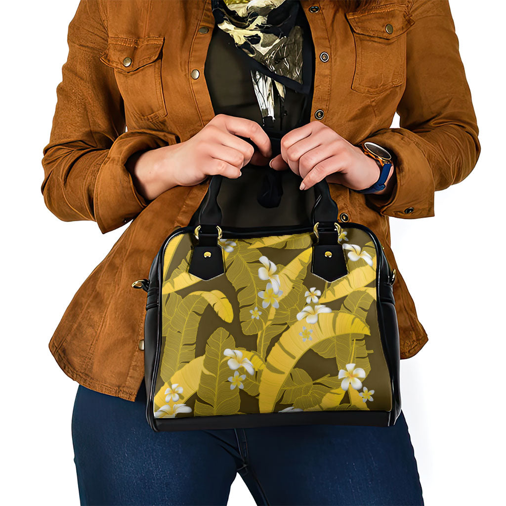 Yellow Banana Leaf Hawaii Shoulder Handbag Lau Maia Plumeria Tropical Summer Vibes LT14 - Polynesian Pride