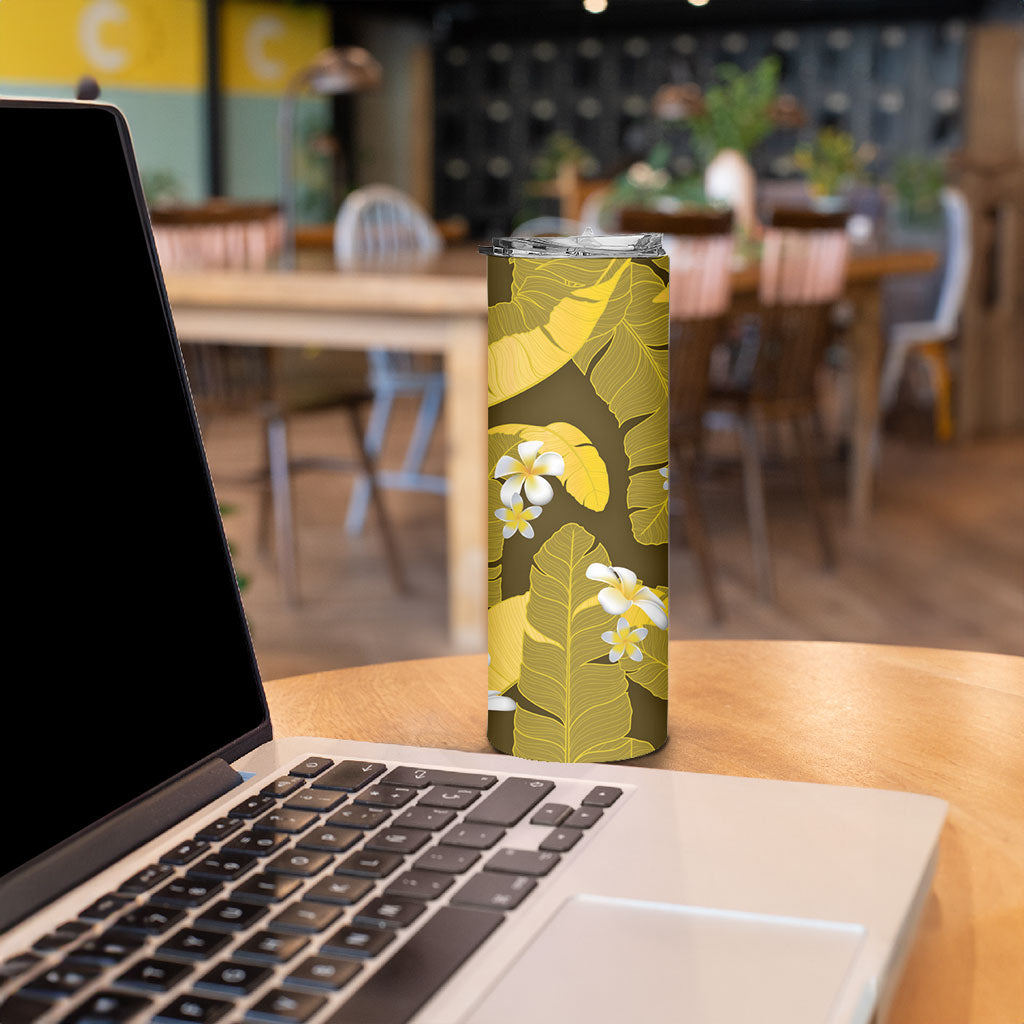 Yellow Banana Leaf Hawaii Skinny Tumbler Lau Maia Plumeria Tropical Summer Vibes