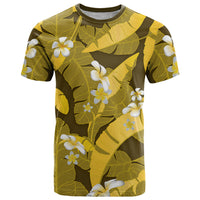 Yellow Banana Leaf Hawaii T Shirt Lau Maia Plumeria Tropical Summer Vibes