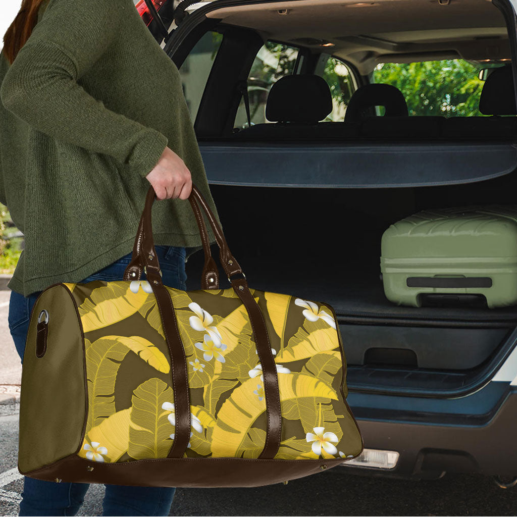 Yellow Banana Leaf Hawaii Travel Bag Lau Maia Plumeria Tropical Summer Vibes