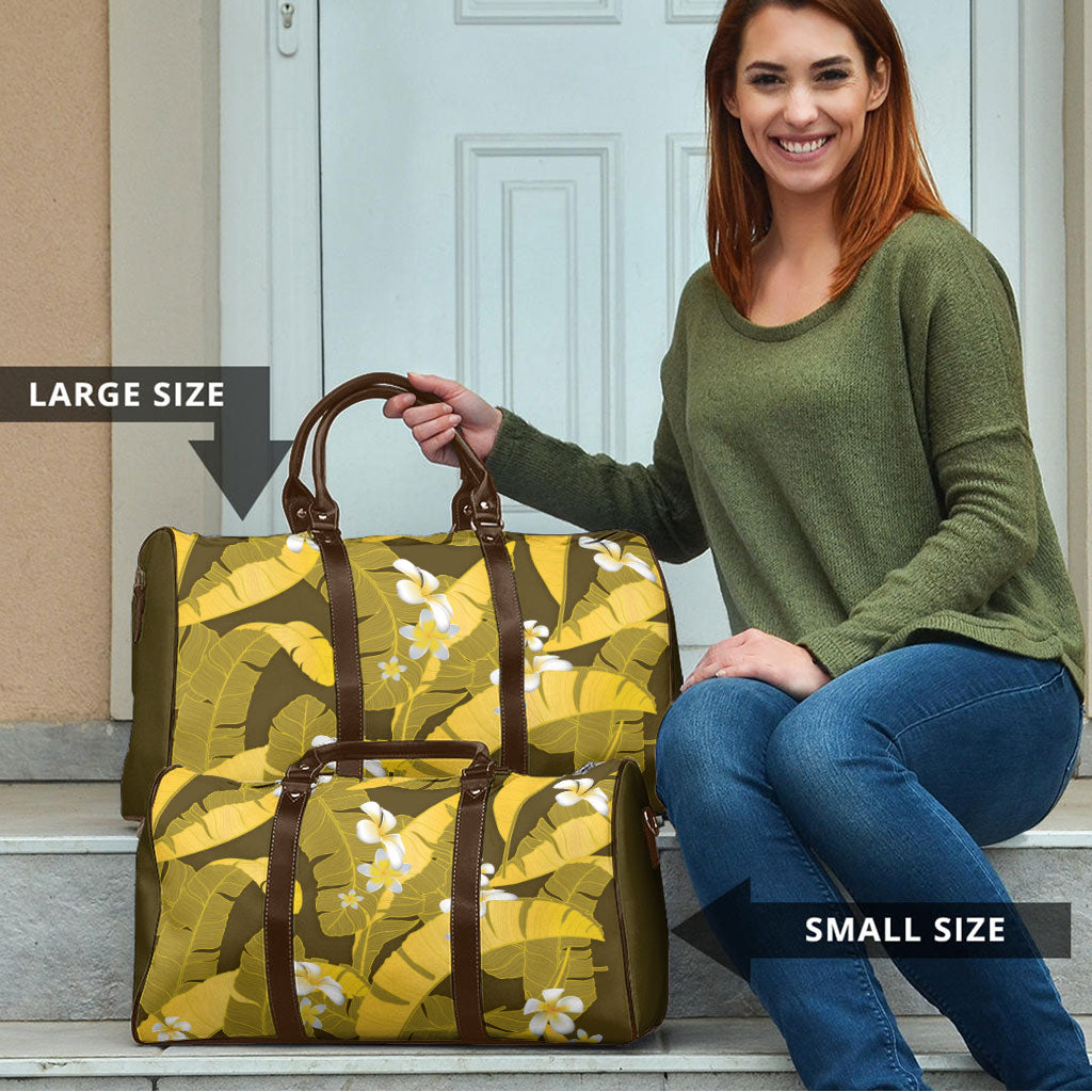 Yellow Banana Leaf Hawaii Travel Bag Lau Maia Plumeria Tropical Summer Vibes