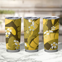 Yellow Banana Leaf Hawaii Tumbler Cup Lau Maia Plumeria Tropical Summer Vibes LT14 - Polynesian Pride