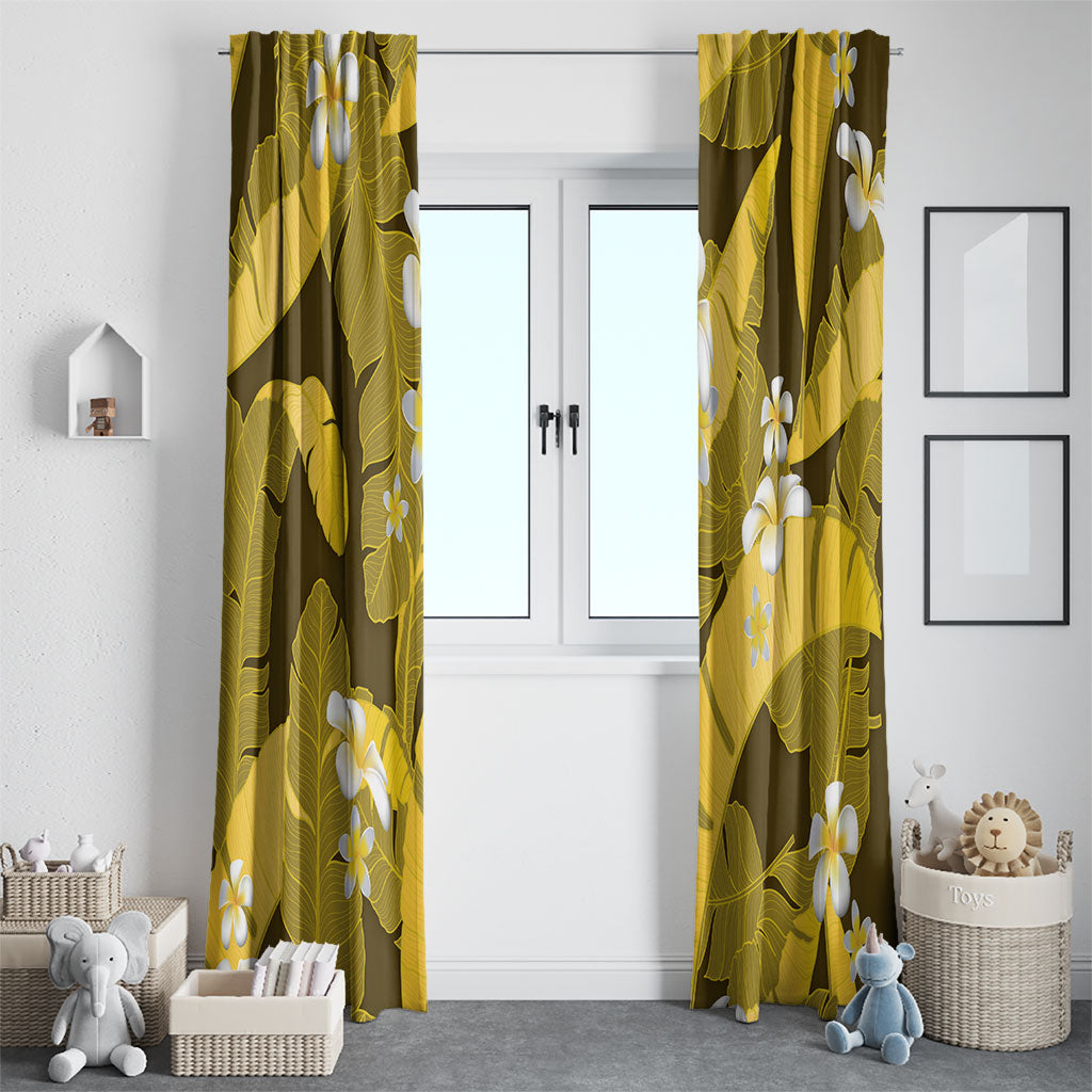 Yellow Banana Leaf Hawaii Window Curtain Lau Maia Plumeria Tropical Summer Vibes