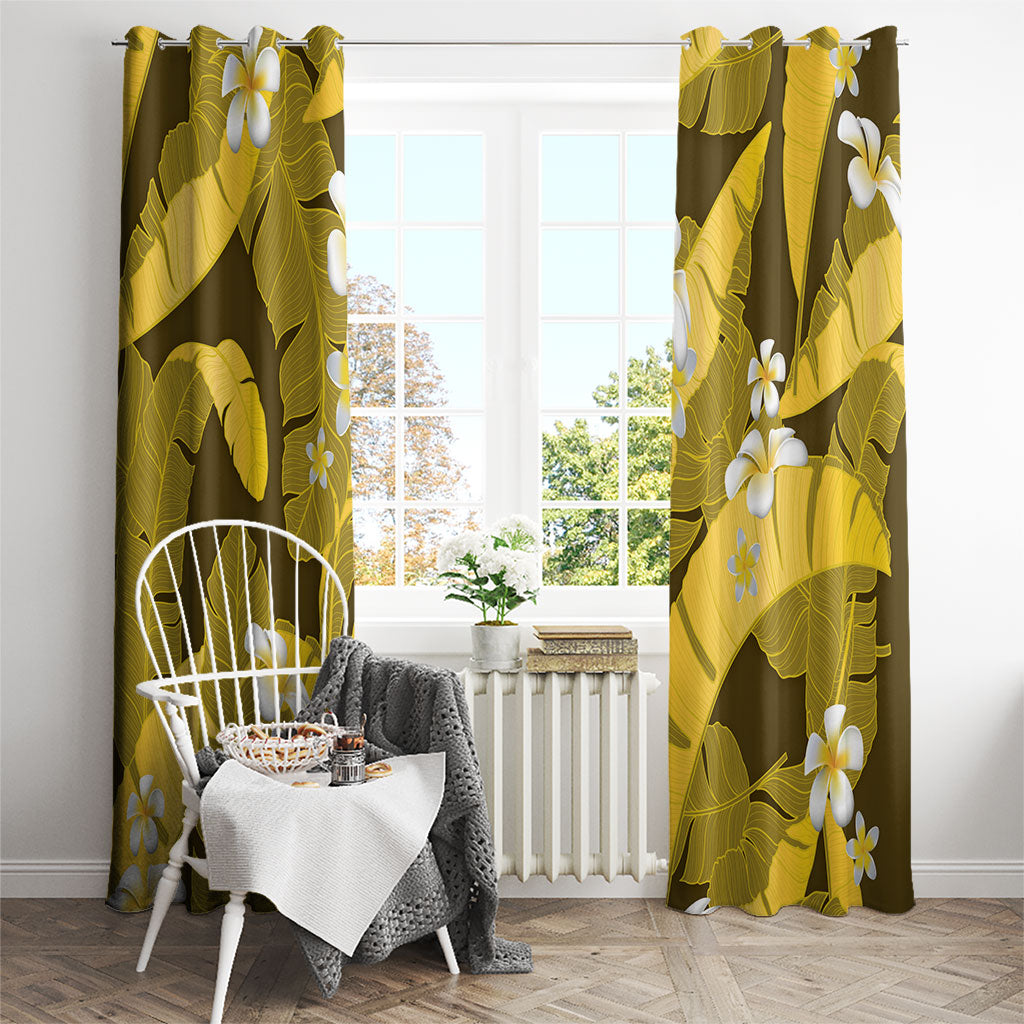 Yellow Banana Leaf Hawaii Window Curtain Lau Maia Plumeria Tropical Summer Vibes