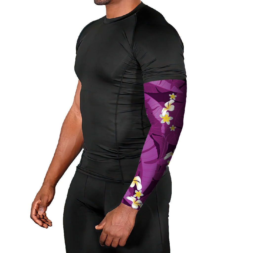 Purple Banana Leaf Hawaii Arm Sleeves Lau Maia Plumeria Tropical Summer Vibes