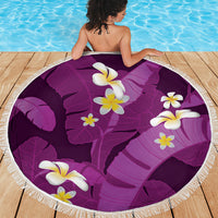 Purple Banana Leaf Hawaii Beach Blanket Lau Maia Plumeria Tropical Summer Vibes LT14 - Polynesian Pride