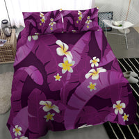 Purple Banana Leaf Hawaii Bedding Set Lau Maia Plumeria Tropical Summer Vibes