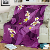 Purple Banana Leaf Hawaii Blanket Lau Maia Plumeria Tropical Summer Vibes