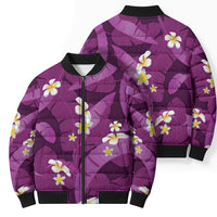 Purple Banana Leaf Hawaii Bomber Puffer Jacket Lau Maia Plumeria Tropical Summer Vibes LT14 - Polynesian Pride