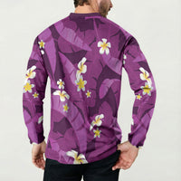 Purple Banana Leaf Hawaii Button Sweatshirt Lau Maia Plumeria Tropical Summer Vibes