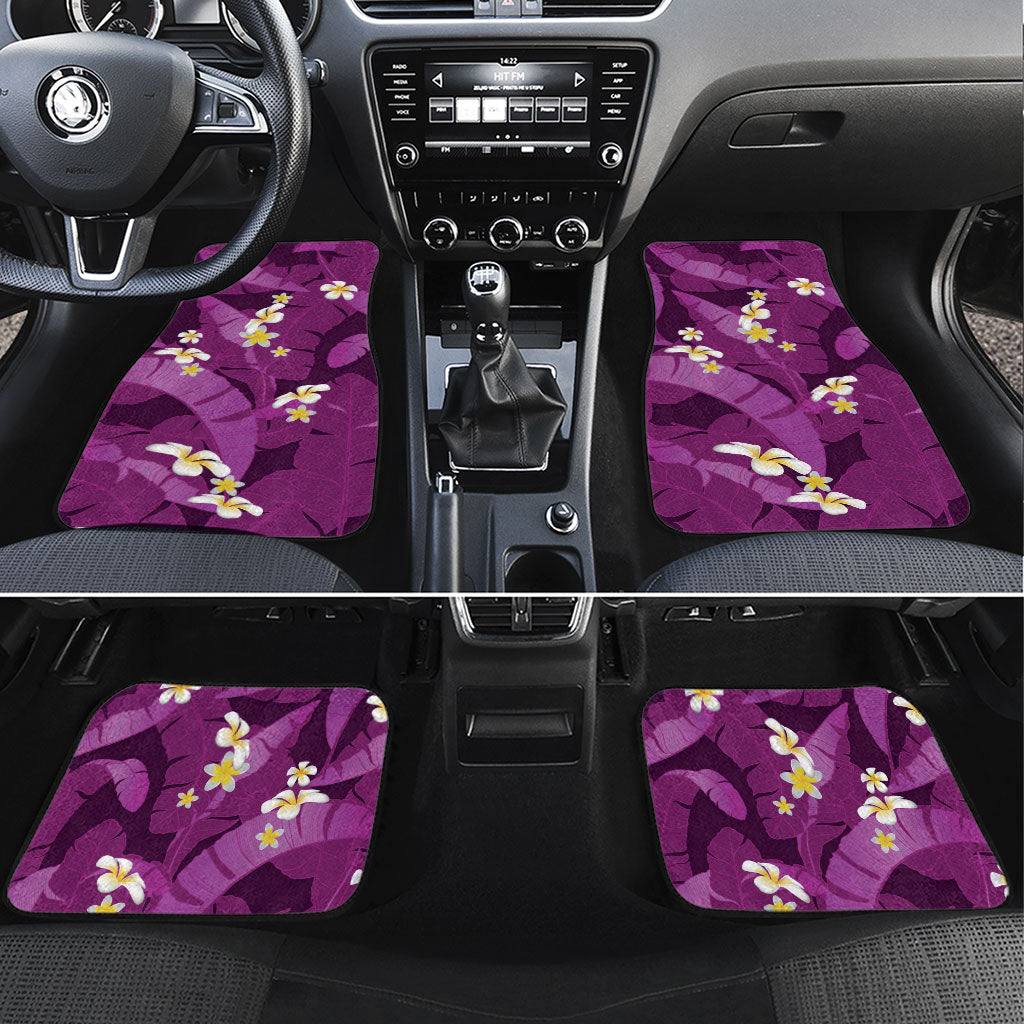 Purple Banana Leaf Hawaii Car Mats Lau Maia Plumeria Tropical Summer Vibes