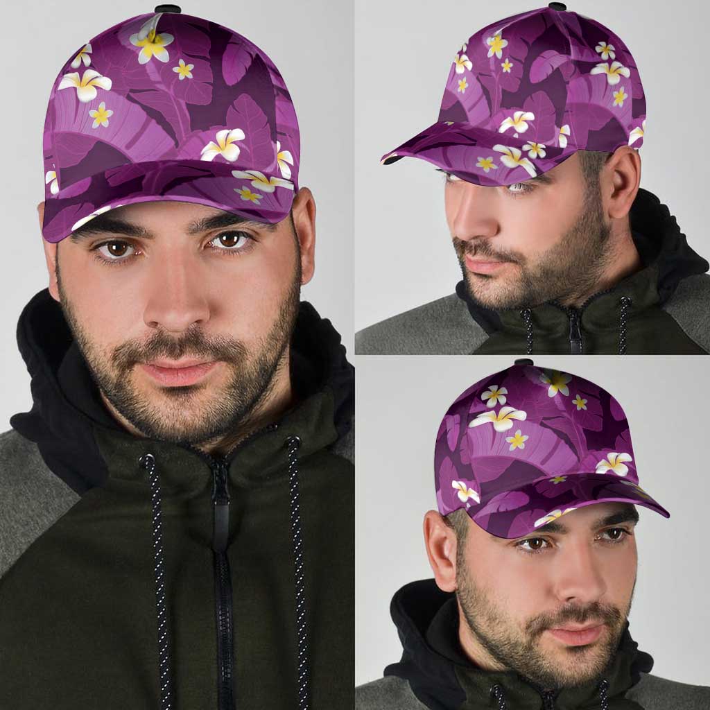 Purple Banana Leaf Hawaii Classic Cap Lau Maia Plumeria Tropical Summer Vibes