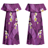 Purple Banana Leaf Hawaii Couples Matching Off Shoulder Maxi Dress and Hawaiian Shirt Lau Maia Plumeria Tropical Summer Vibes LT14 - Polynesian Pride