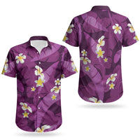 Purple Banana Leaf Hawaii Couples Matching Tank Maxi Dress and Hawaiian Shirt Lau Maia Plumeria Tropical Summer Vibes