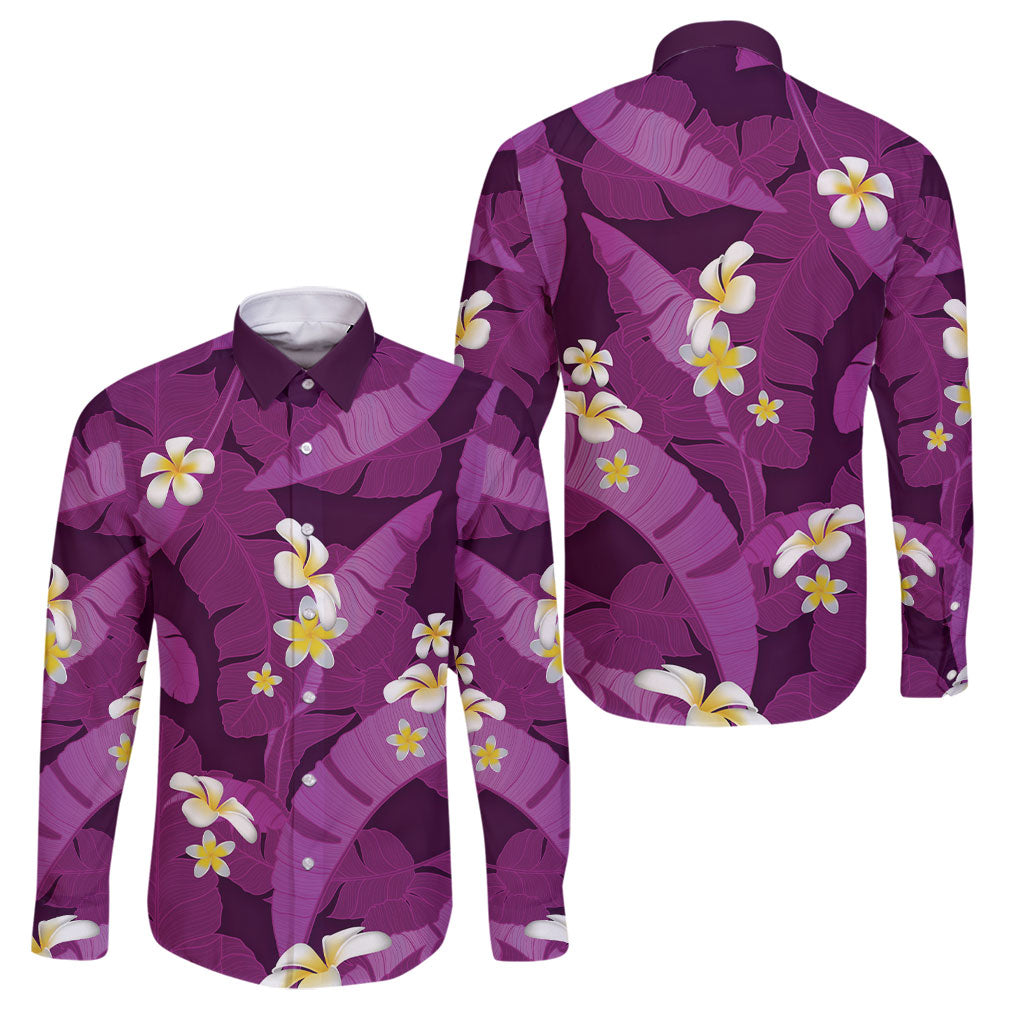 Purple Banana Leaf Hawaii Family Matching Mermaid Dress and Hawaiian Shirt Lau Maia Plumeria Tropical Summer Vibes
