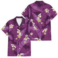 Purple Banana Leaf Hawaii Family Matching Summer Maxi Dress and Hawaiian Shirt Lau Maia Plumeria Tropical Summer Vibes LT14 Dad's Shirt - Short Sleeve Purple - Polynesian Pride