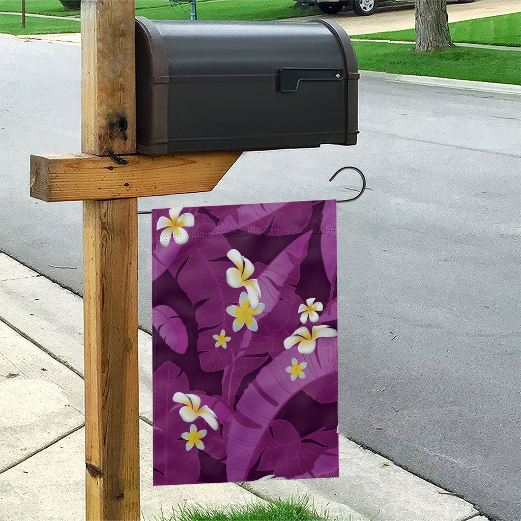 Purple Banana Leaf Hawaii Garden Flag Lau Maia Plumeria Tropical Summer Vibes LT14 - Polynesian Pride