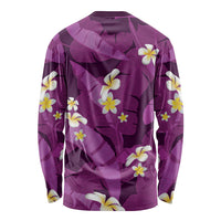 Purple Banana Leaf Hawaii Long Sleeve Shirt Lau Maia Plumeria Tropical Summer Vibes