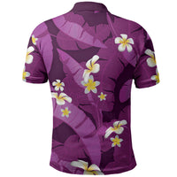 Purple Banana Leaf Hawaii Polo Shirt Lau Maia Plumeria Tropical Summer Vibes