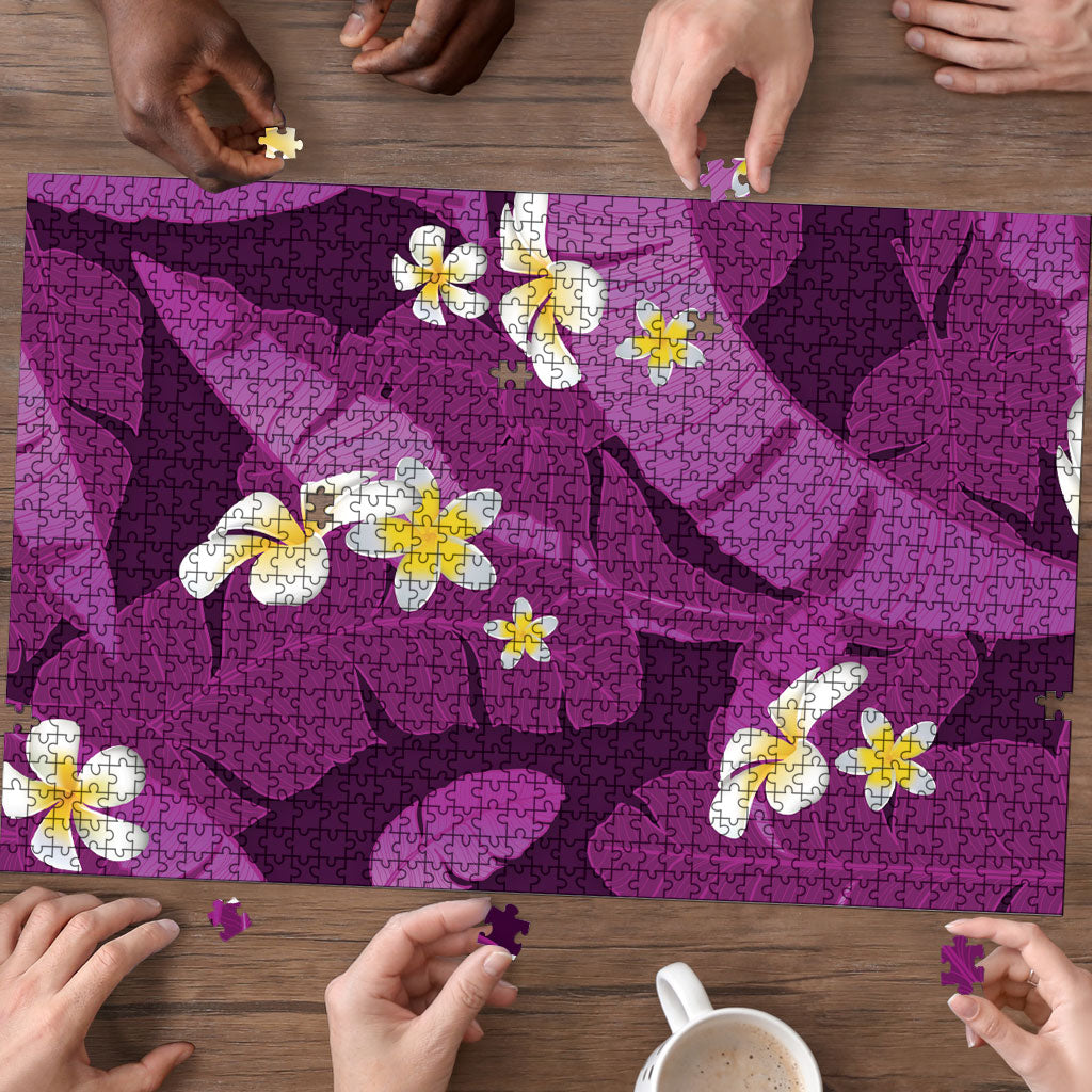 Purple Banana Leaf Hawaii Puzzle Lau Maia Plumeria Tropical Summer Vibes