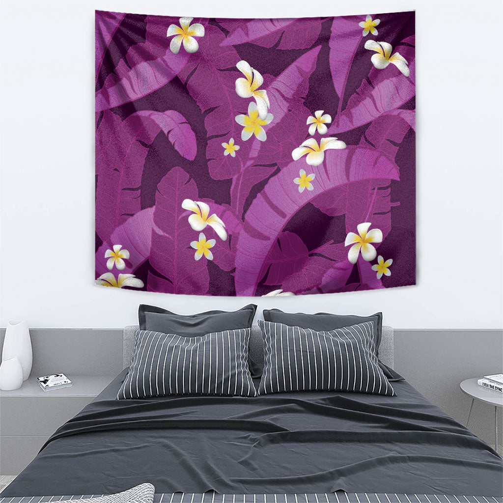 Purple Banana Leaf Hawaii Tapestry Lau Maia Plumeria Tropical Summer Vibes LT14 - Polynesian Pride