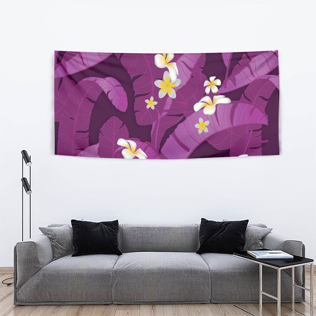 Purple Banana Leaf Hawaii Tapestry Lau Maia Plumeria Tropical Summer Vibes LT14 - Polynesian Pride