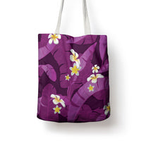Purple Banana Leaf Hawaii Tote Bag Lau Maia Plumeria Tropical Summer Vibes