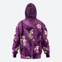 Purple Banana Leaf Hawaii Zip Hoodie Lau Maia Plumeria Tropical Summer Vibes
