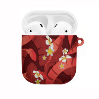 Red Banana Leaf Hawaii AirPods Case Lau Maia Plumeria Tropical Summer Vibes LT14 Red - Polynesian Pride