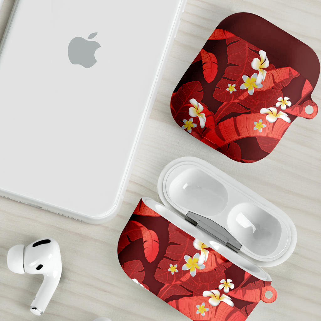 Red Banana Leaf Hawaii AirPods Case Lau Maia Plumeria Tropical Summer Vibes LT14 - Polynesian Pride